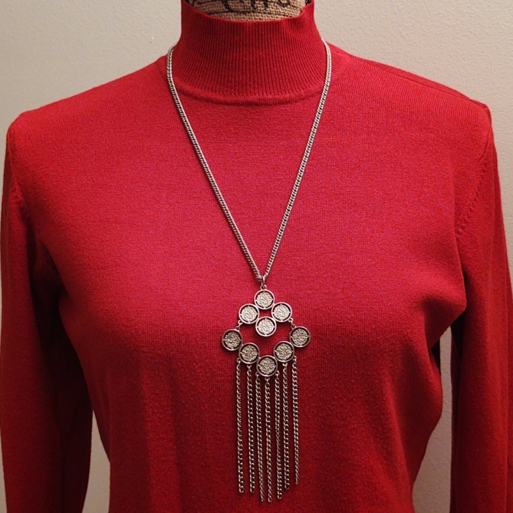 Set of (2) | Vintage Silvertone Fashion Necklace - Picture 2 of 8
